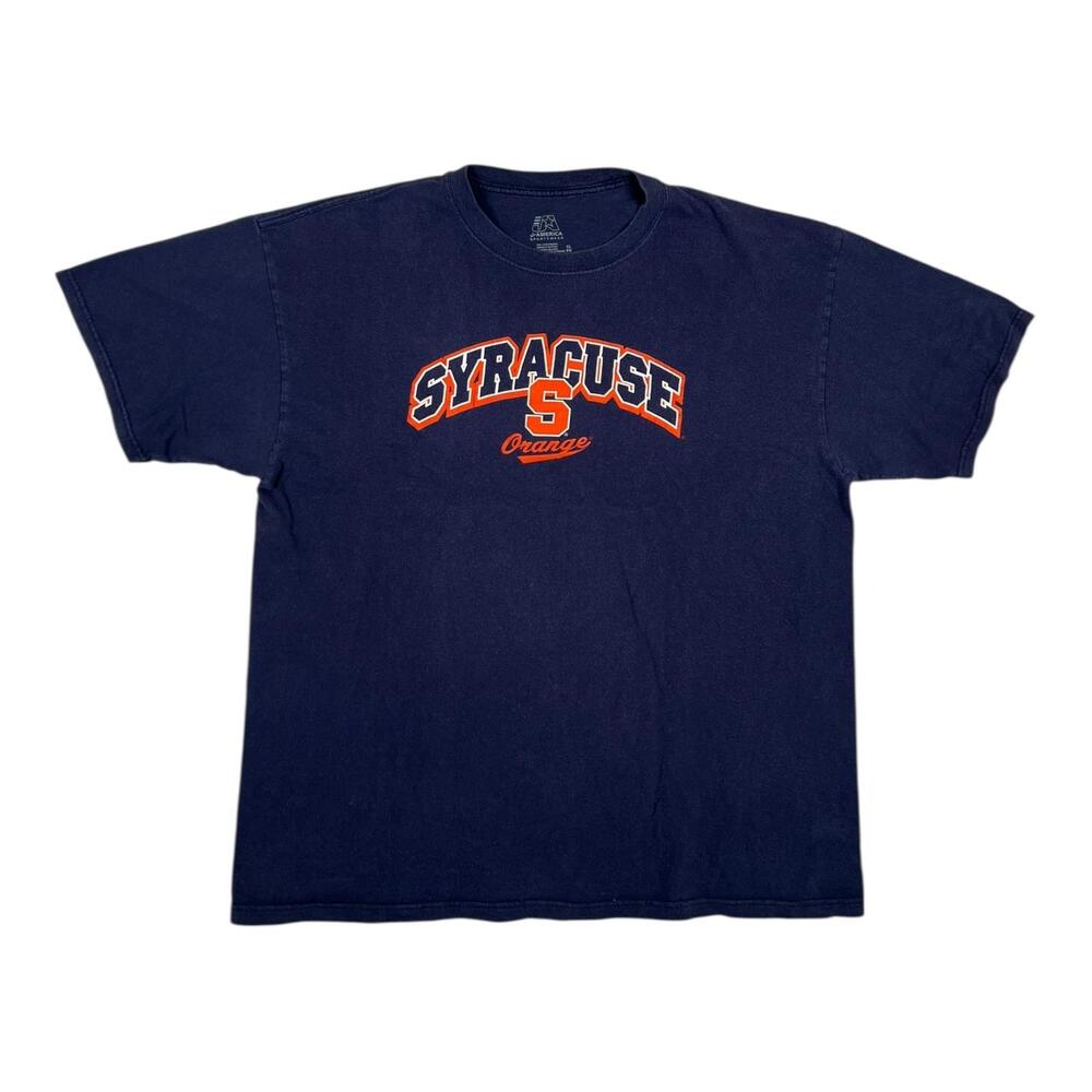 Vintage Syracuse Orange T-Shirt Mens XL Navy Blue NCAA College Spell Out Y2K